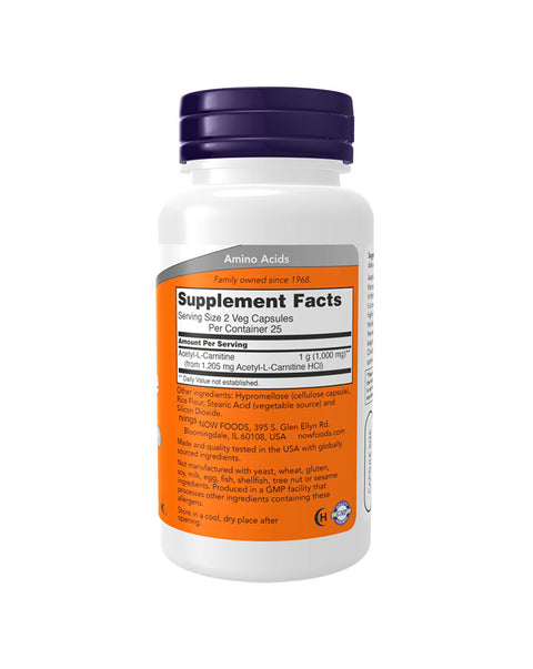 Acetyl L-Carnitine 500mg - 50 Cápsulas - Now Foods