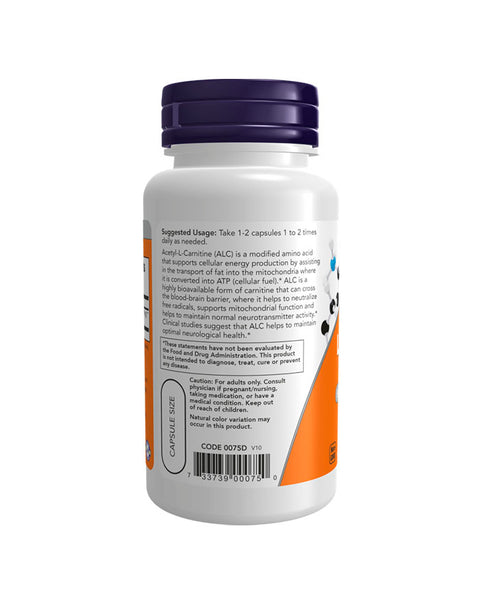 Acetyl L-Carnitine 500mg - 100 Cápsulas - Now Foods