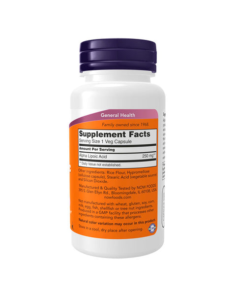 Alpha Lipoic Acid 250mg - 60 Cápsulas - Now Foods