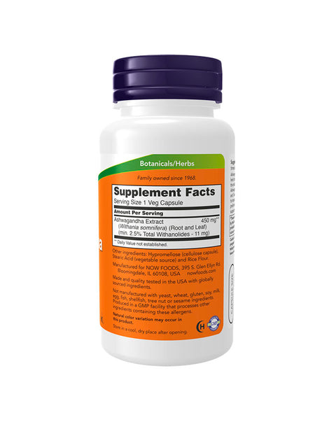 Ashwagandha 450 mg - 90 Cápsulas - Now Foods