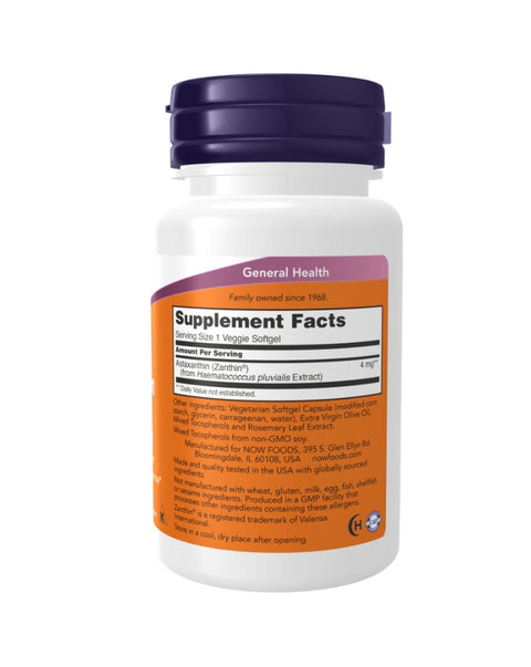 Astaxantina 4 mg - 60 Cápsulas - Now Foods