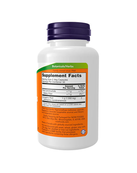 Astragalus 500mg - 100 Cápsulas - Now Foods