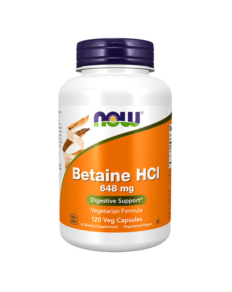 Betaína HCI 648 mg - 120 Cápsulas - Now Foods