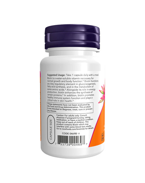 Biotina 1000mcg - 100 Cápsulas - Now Foods