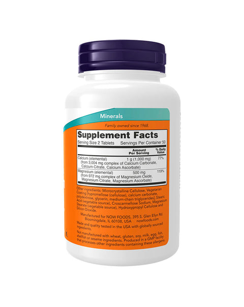 Calcium & Magnesium - 100 Comprimidos - Now Foods