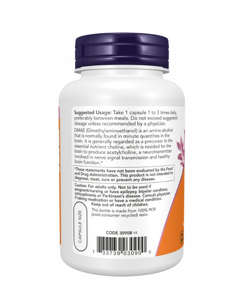 DMAE 250mg - 100 Cápsulas - Now Foods