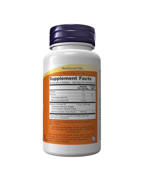 Evening Primrose Oil 500mg - 100 Cápsulas - Now Foods