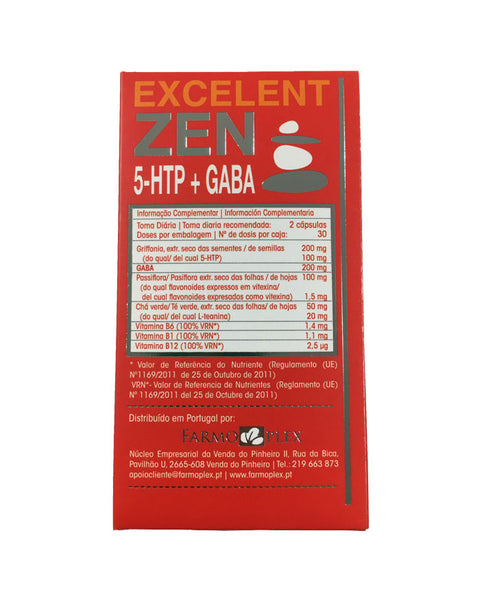 Excelent Zen 5-HTP + Gaba - 60 Cápsulas - Farmoplex