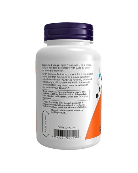 Gaba 500mg c/ Vitamina B6 - 100 Cápsulas - Now Foods