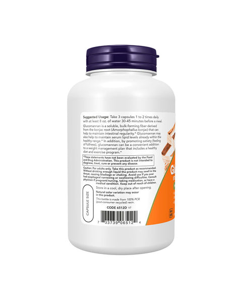 Glucomanano 575 mg - 180 Cápsulas - Now Foods