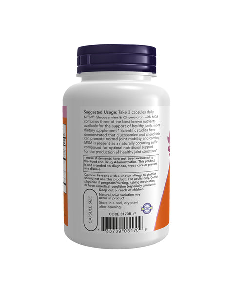 Glucosamina, Condroitina e MSM - 90 Cápsulas - Now Foods