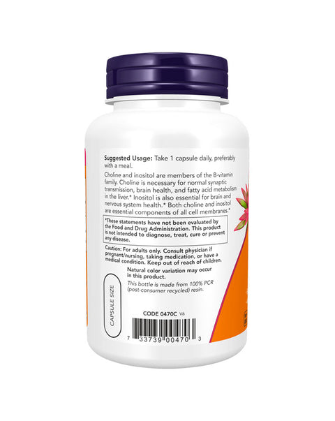 Choline & Inositol 500mg - 100 Cápsulas - Now Foods