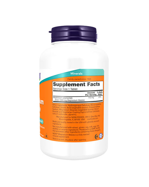 Magnesium Malate 1000mg - 180 Tablets - Now Foods