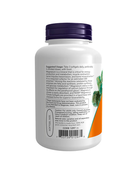 Magnesium Citrate "Trio" (Citrate/Malate/Glycinate) - 90 Cápsulas - Now Foods