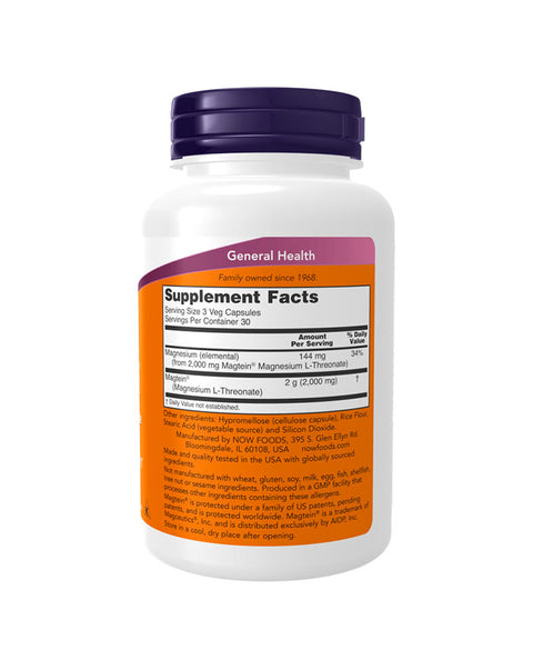 Magtein (L-Treonato de Magnésio) - 90 Cápsulas - Now Foods