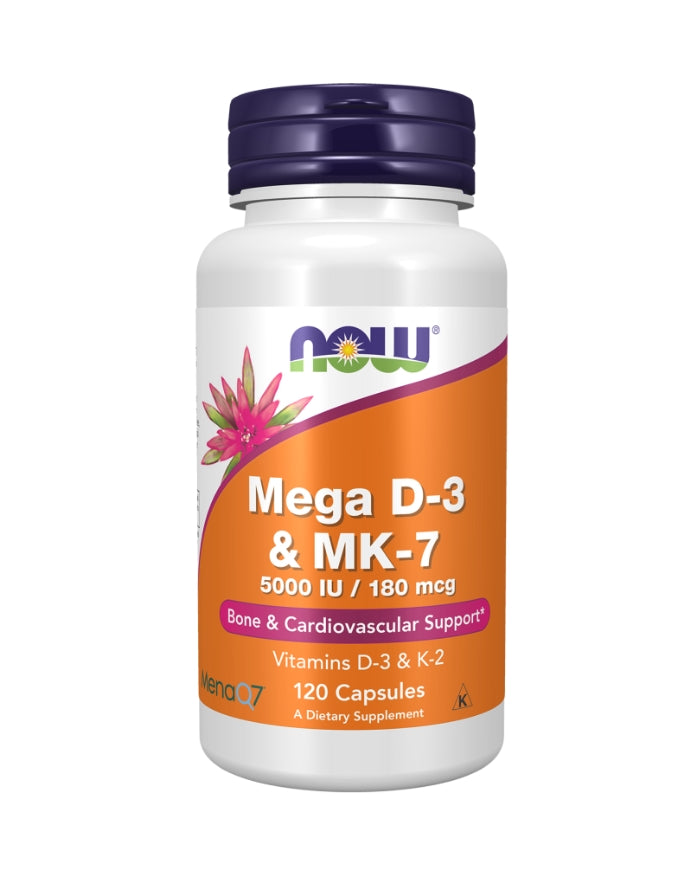 Mega Vitamin D3 5000ui & MK-7 180mcg - 60 Capsules - Now Foods