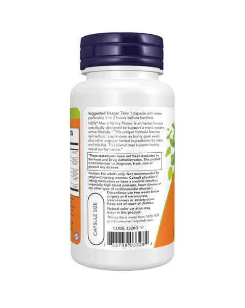 Men's Virility Power - 120 Cápsulas - Now Foods