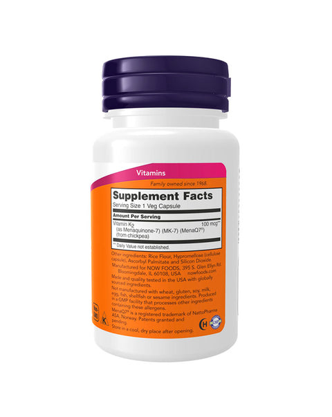 MK-7 Vitamin K2 100mcg - 60 Capsules - Now Foods