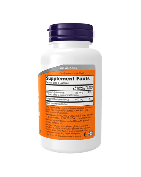 NAC N-Acetylcysteine ​​600mg - 100 Capsules - Now Foods