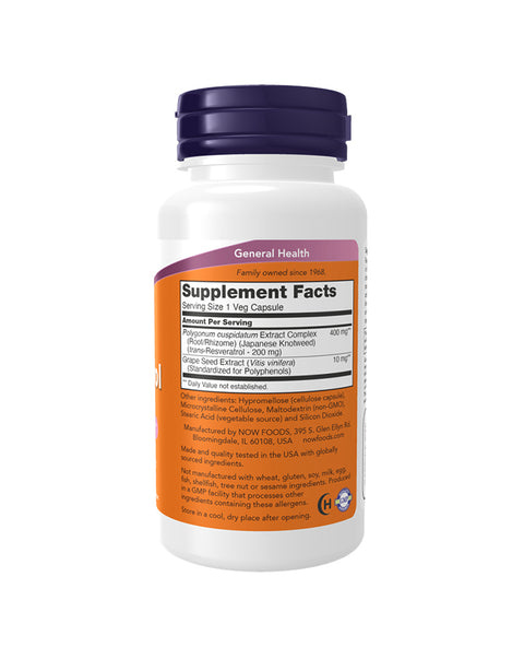 Natural Resveratrol 200mg - 60 Cápsulas - Now Foods