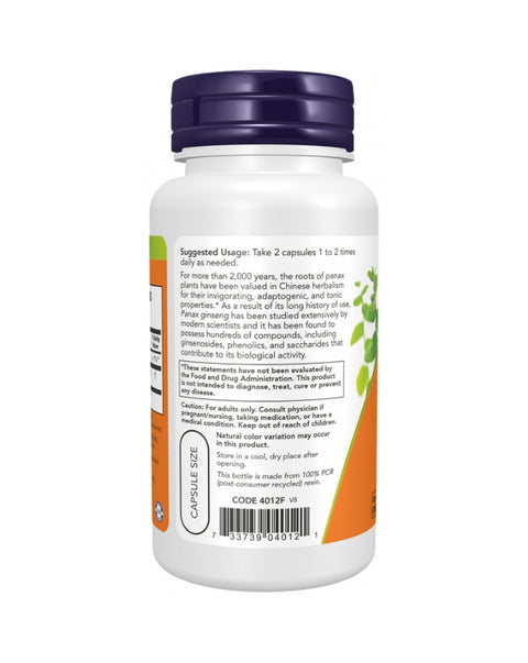 Panax Ginseng 500mg - 100 Cápsulas - Now Foods