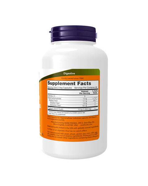 Psyllium Husk - 500mg - 200 Capsules - Now Foods