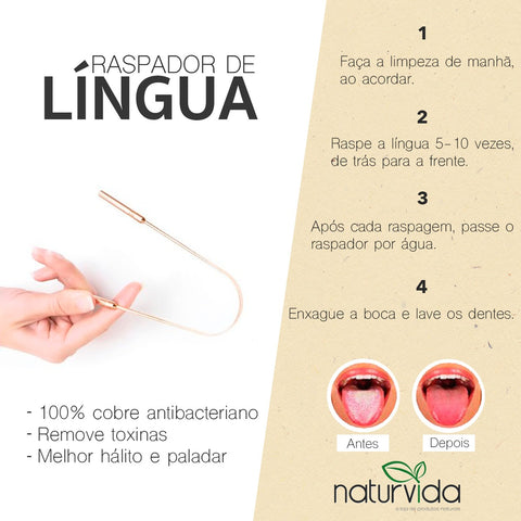 Raspador de Língua de Cobre 100% Natural