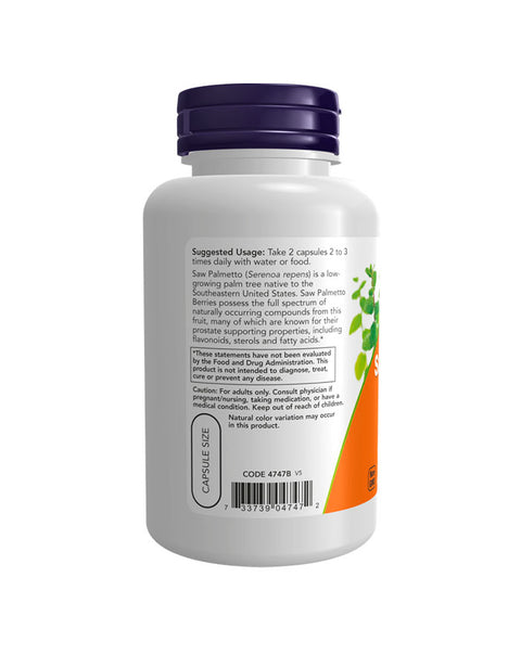 Saw Palmetto Berries 550mg - 100 Capsules - Now Foods