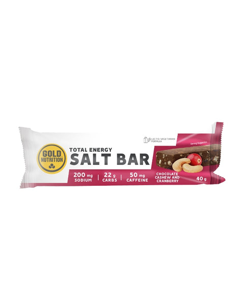 Total Energy Salt Bar Chocolate, Caju e Arando - Caixa 15uni x 40g - Gold Nutrition