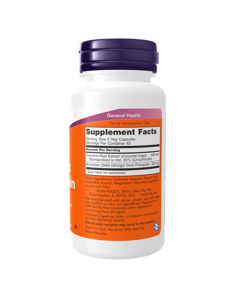 Turmeric &amp; Bromelain - 90 Capsules - Now Foods