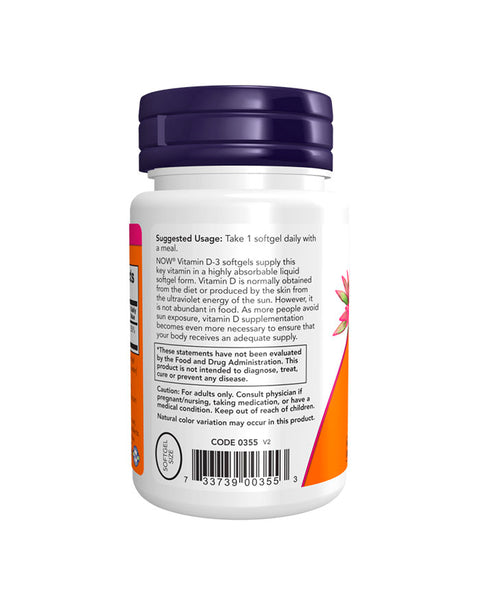 Vitamin D3 2000iu - 120 Capsules - Now Foods