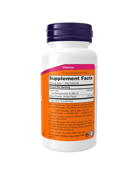 Vitamin K2 100mcg - 100 Capsules - Now Foods