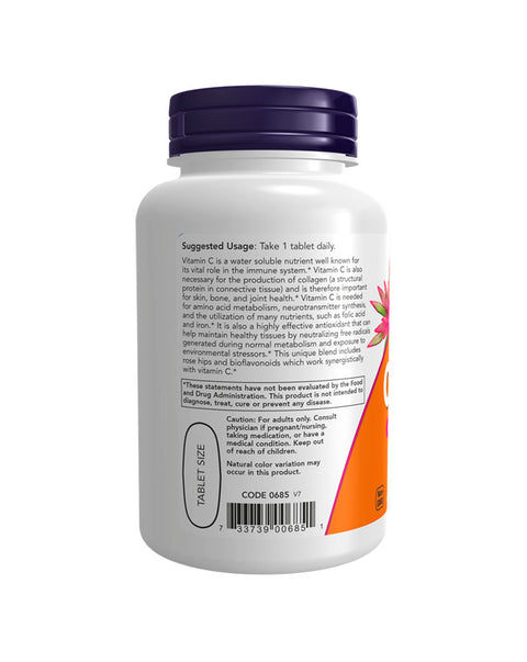 Vitamin C-1000 with Rosehip and Bioflavonoids - 100 Tablets - Now Foods