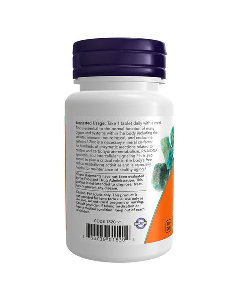 Zinc Gluconate 50mg - 100 Tablets - Now Foods