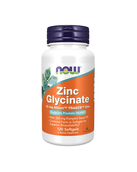 Glicinato de Zinc 30 mg - 120 Cápsulas - Now Foods